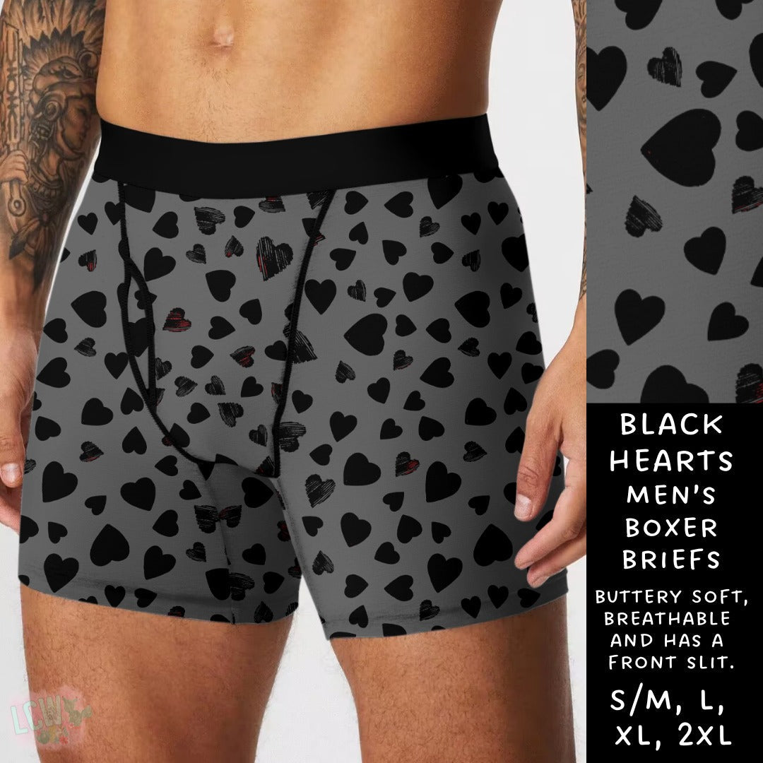 Ready To Ship - Black Hearts Men's Boxer Briefs