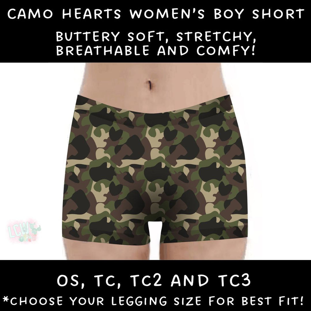 Ready To Ship - Camo Hearts Boy Shorts