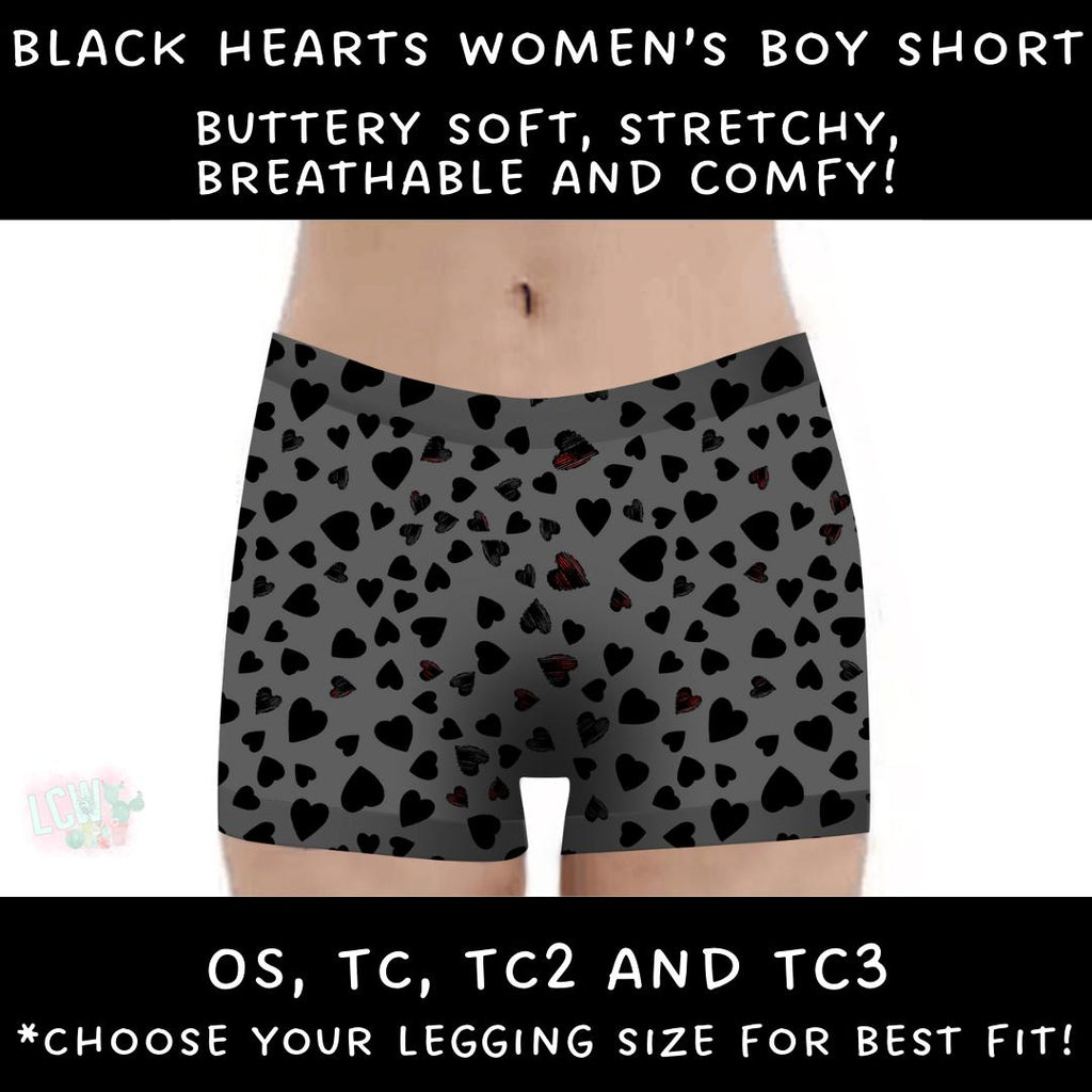 Ready To Ship - Black Hearts Boy Shorts
