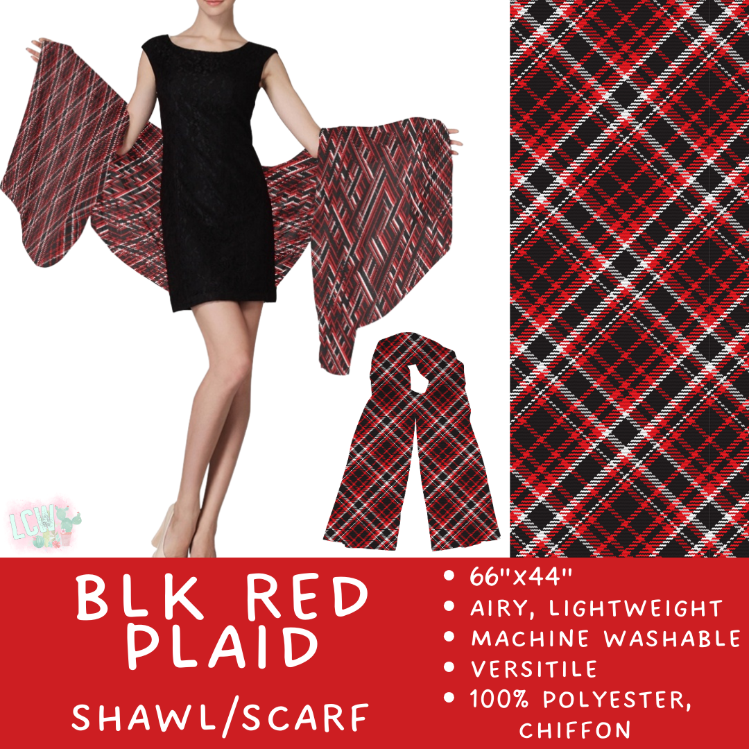 Batch #415 - The Scarf/Shawl Collection - Closes 9/18 - ETA early Nov - Blk Red Plaid Scarf/Shawl