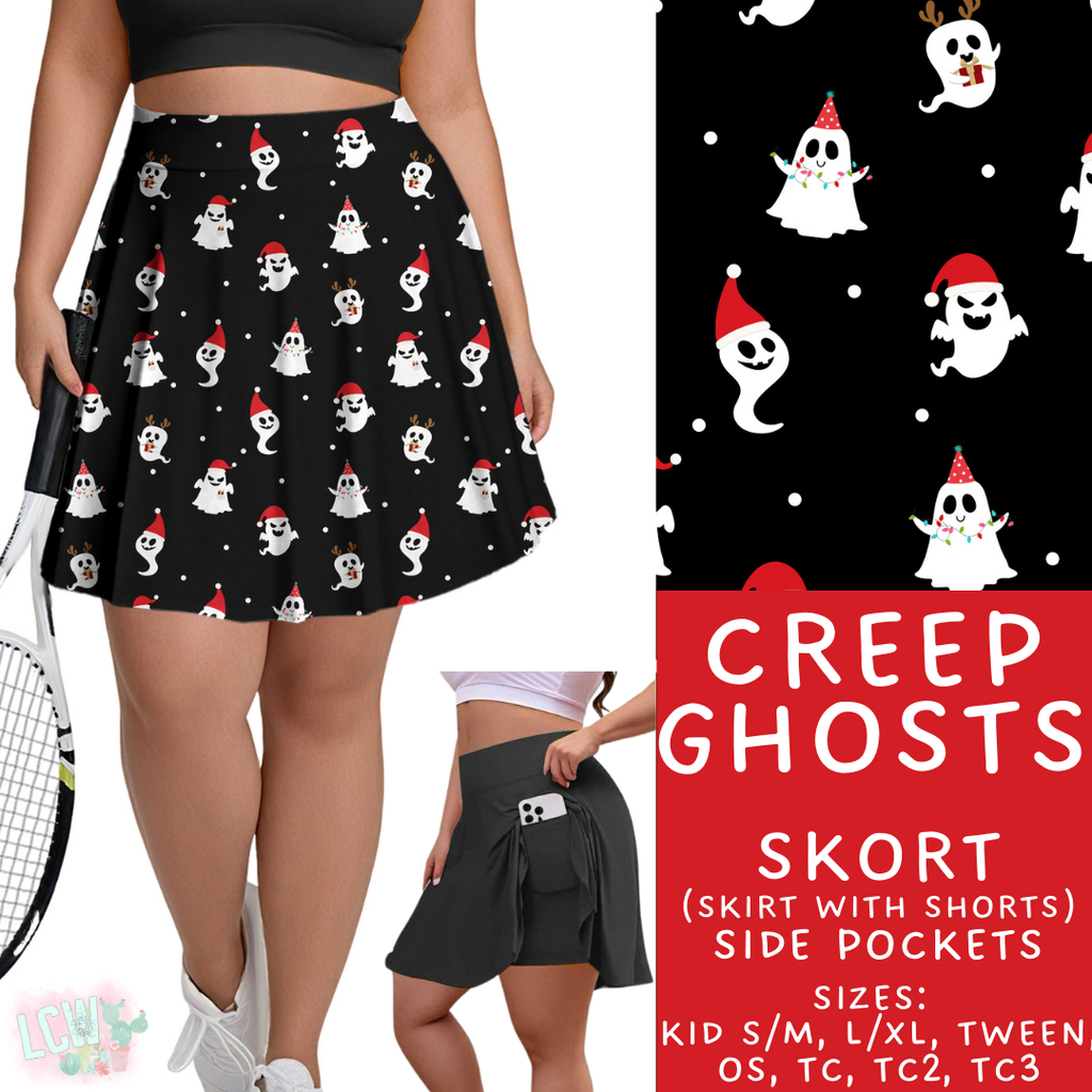 Batch #413 - Merry Creepmas 2 - Closes 9/15 - ETA early November - Creep Ghosts Skort