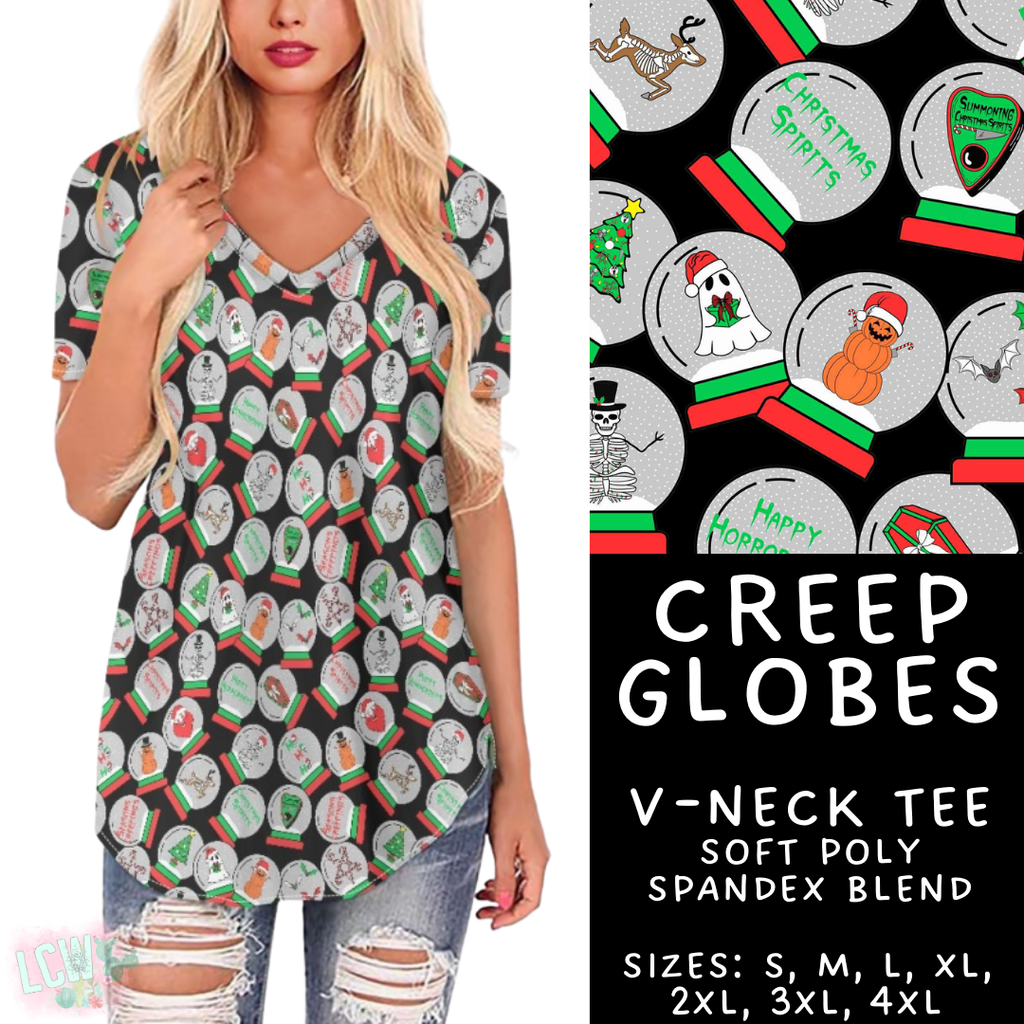 Batch #413 - Merry Creepmas 2 - Closes 9/15 - ETA early November - Creep Globes V-Neck Tee