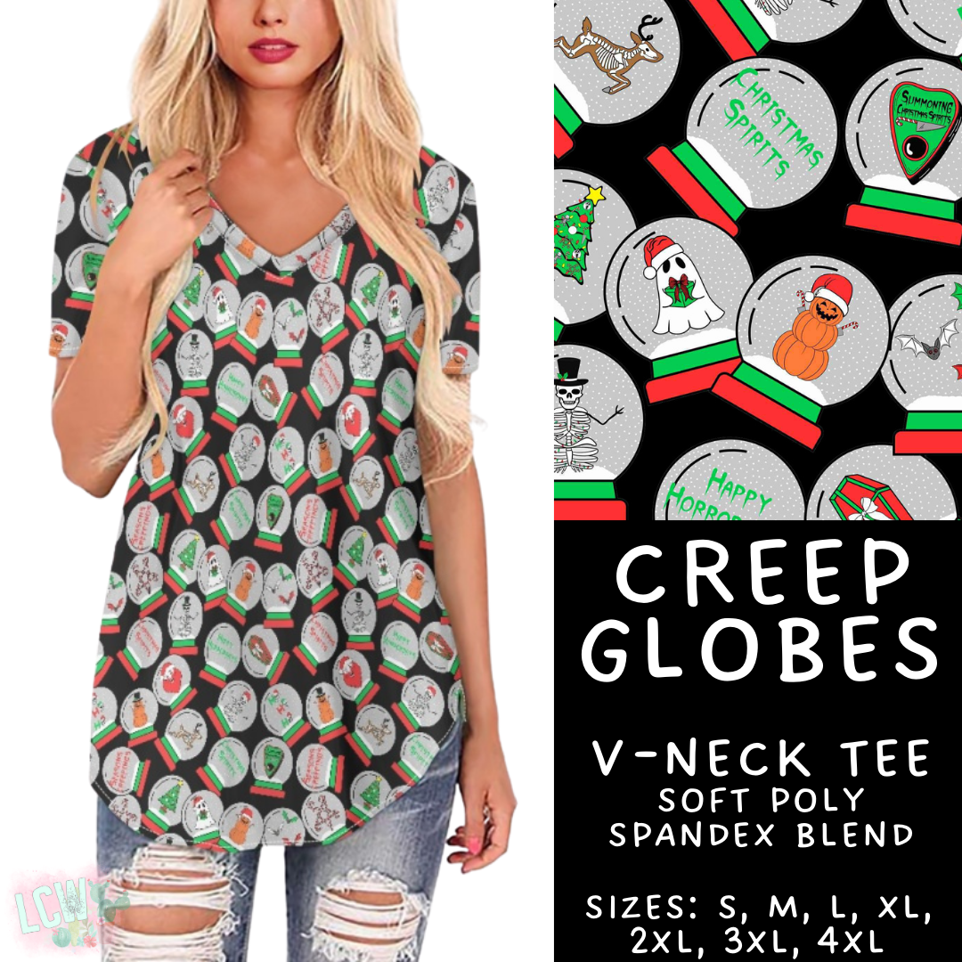 Batch #413 - Merry Creepmas 2 - Closes 9/15 - ETA early November - Creep Globes V-Neck Tee