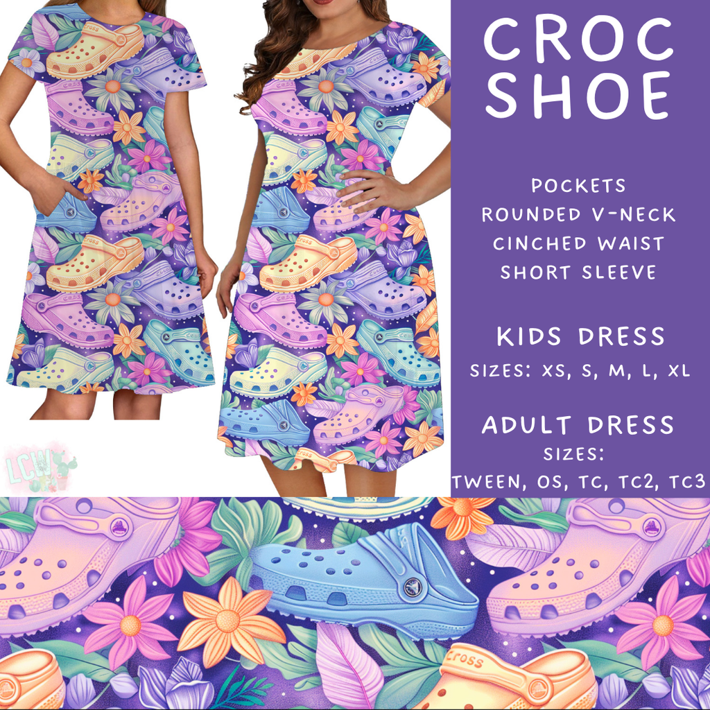 Batch #411 - July Request Run - Closes 9/11 - ETA late October - Croc Shoe Womens & Girls Dresses