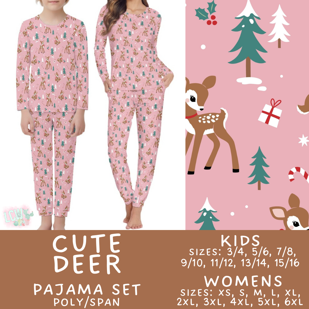 Batch #412 - Christmas Family Pajamas 2 - Closes 9/12 - ETA late October - Cute Deer Women's & Kid's Pajama Set