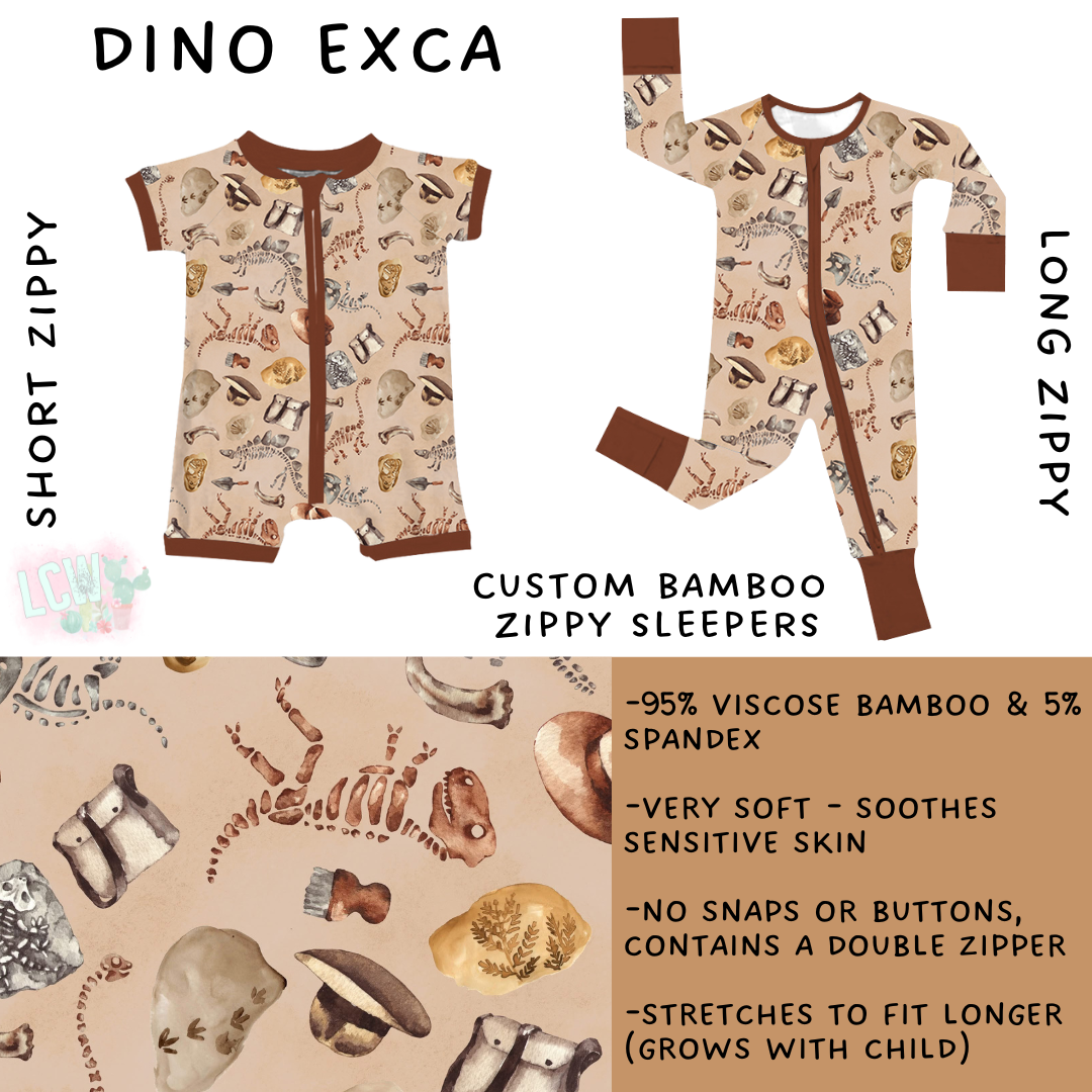 Ready to Ship - Dino Exca Short Zippy - NB & Long Zippy Sleeper - 3T, 4T, 5T