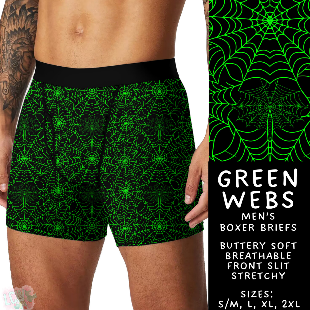 Ready To Ship - Green Webs Men's Boxer Briefs - L & XL