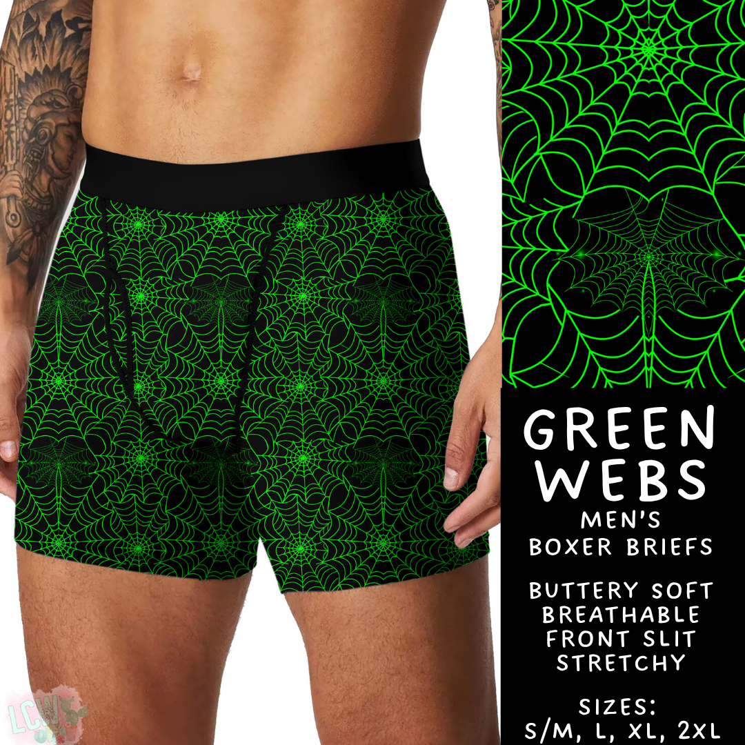 Ready To Ship - Green Webs Men's Boxer Briefs - L & XL