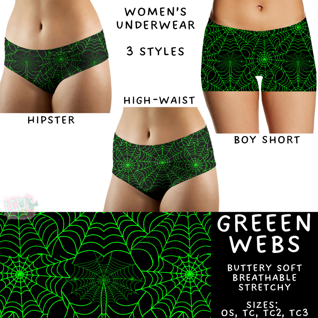 Ready To Ship - Green Webs Women's Underwear - Hipster TC