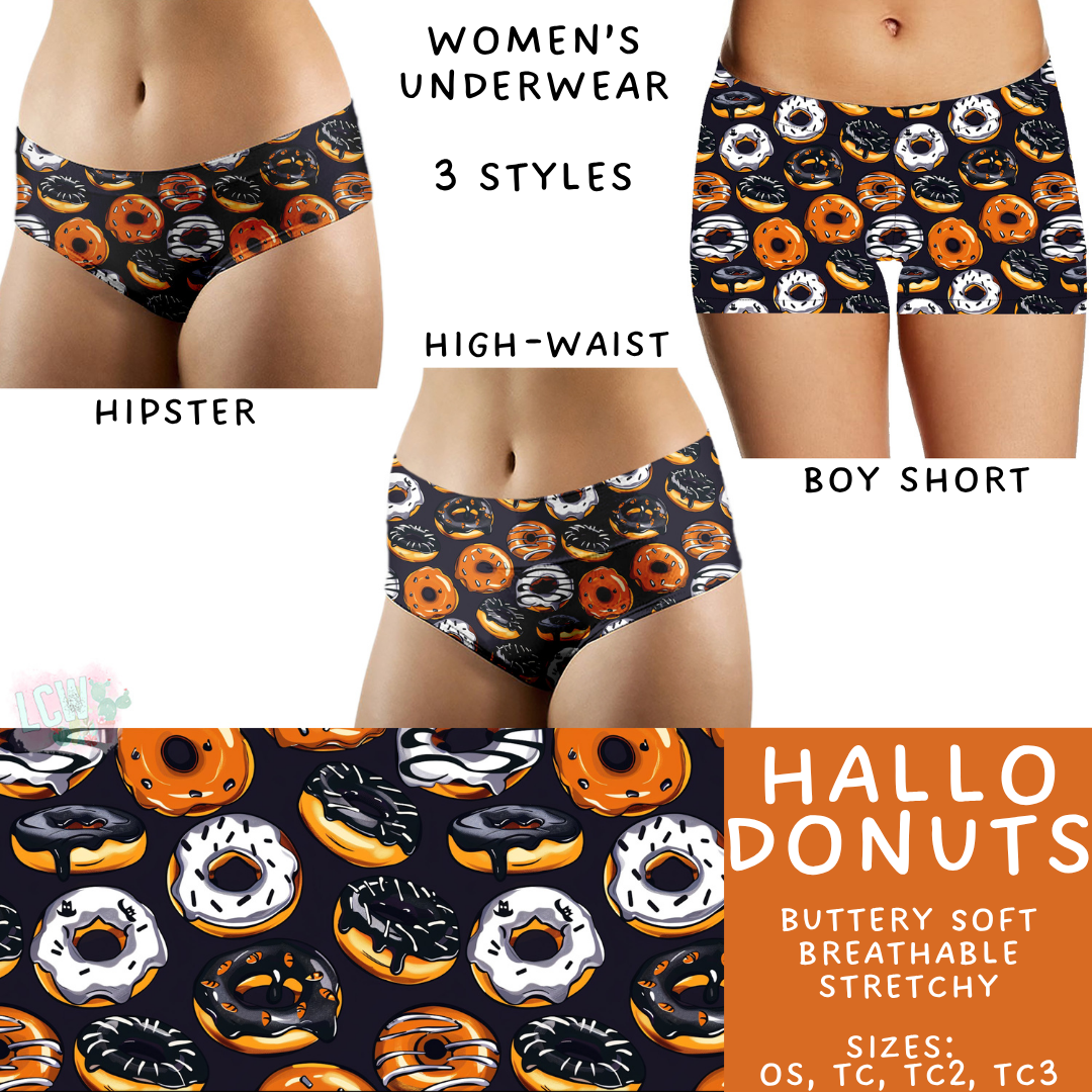 Ready To Ship - Hallo Donuts Women's Underwear - Boy Short OS, High Waist OS - Hipster TC & TC2