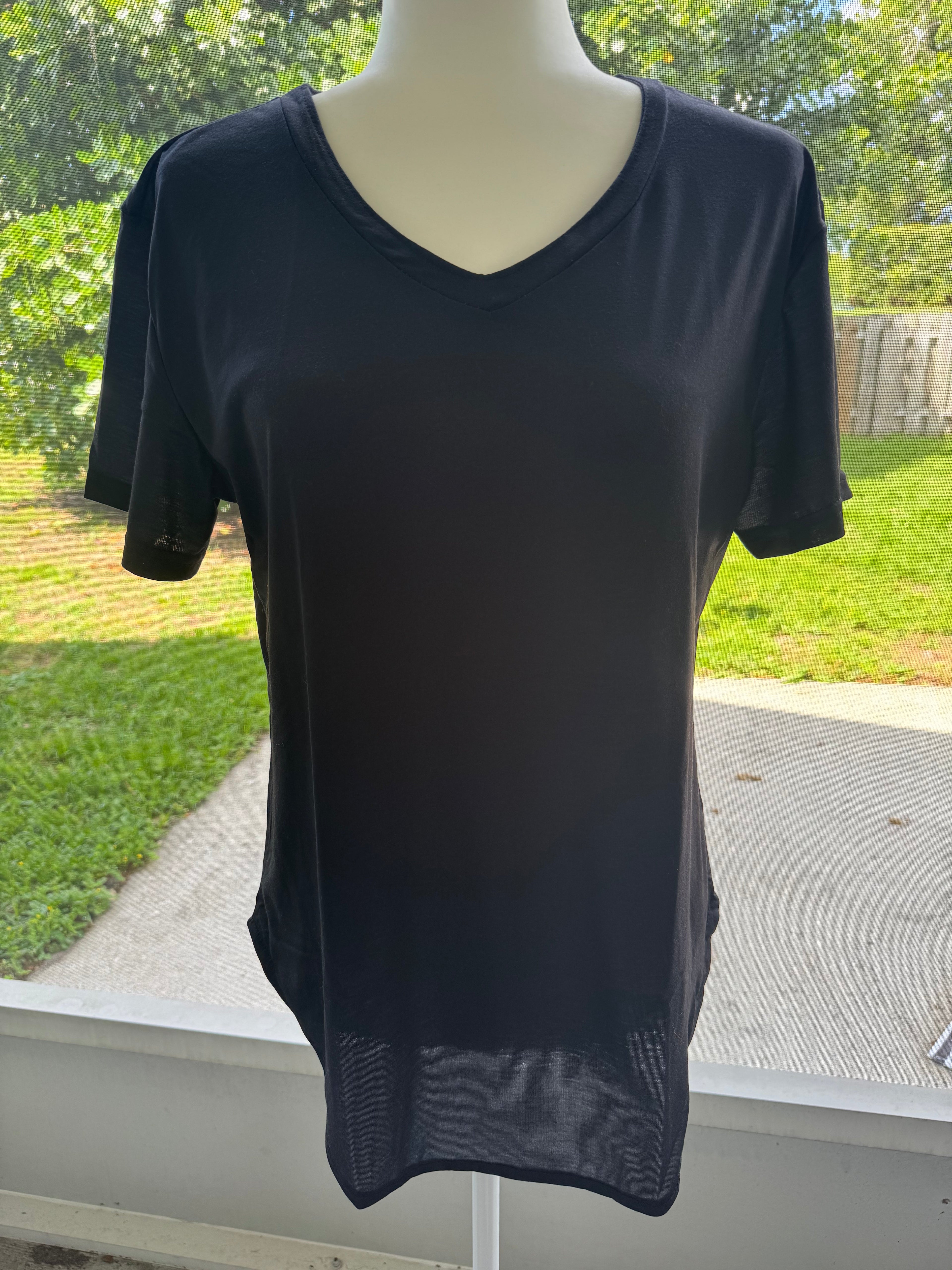 Ready to Ship Solid Black V-Neck Tee
