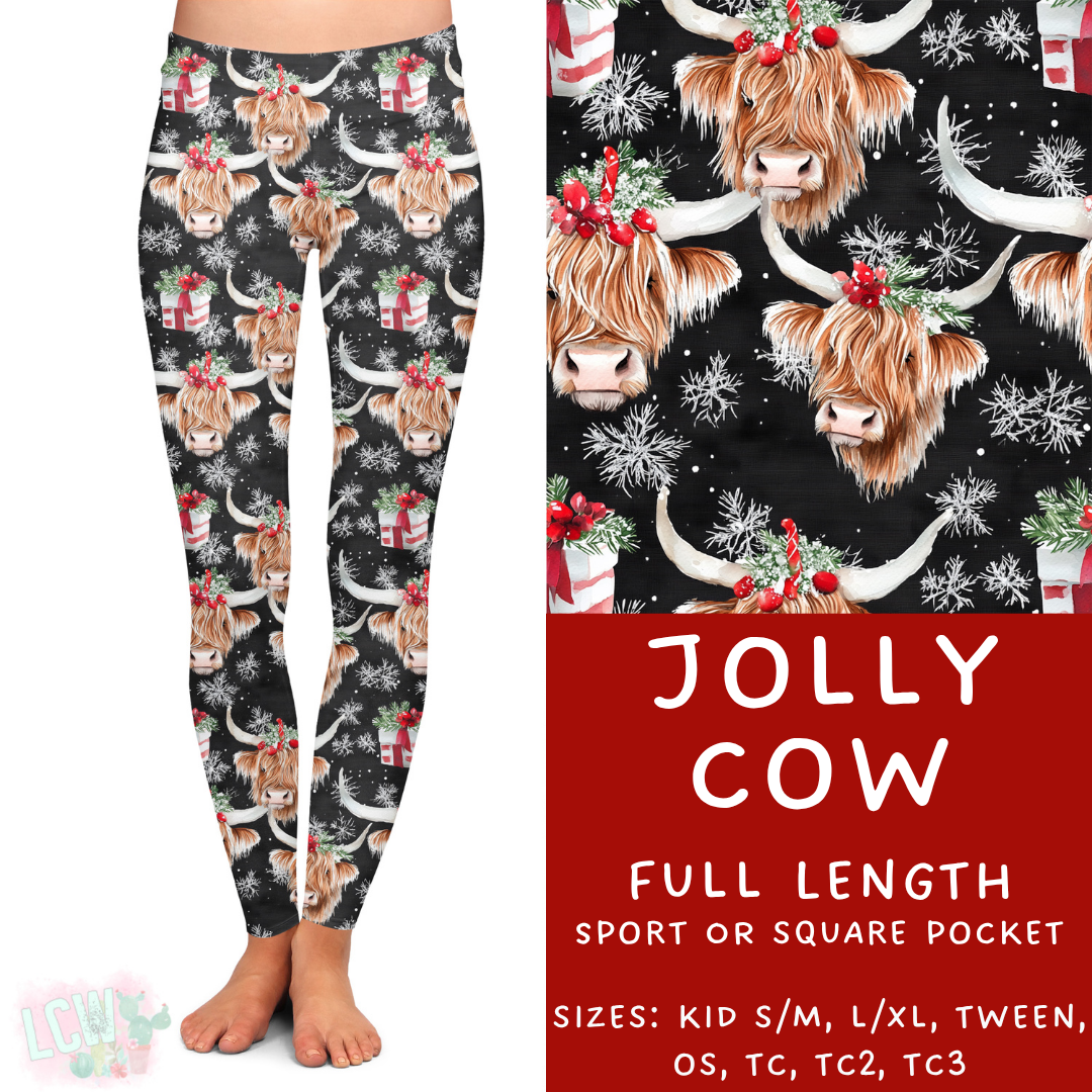Ready To Ship - Jolly Cow Full Length Leggings - OS Sport Pocket & TC Square Pocket