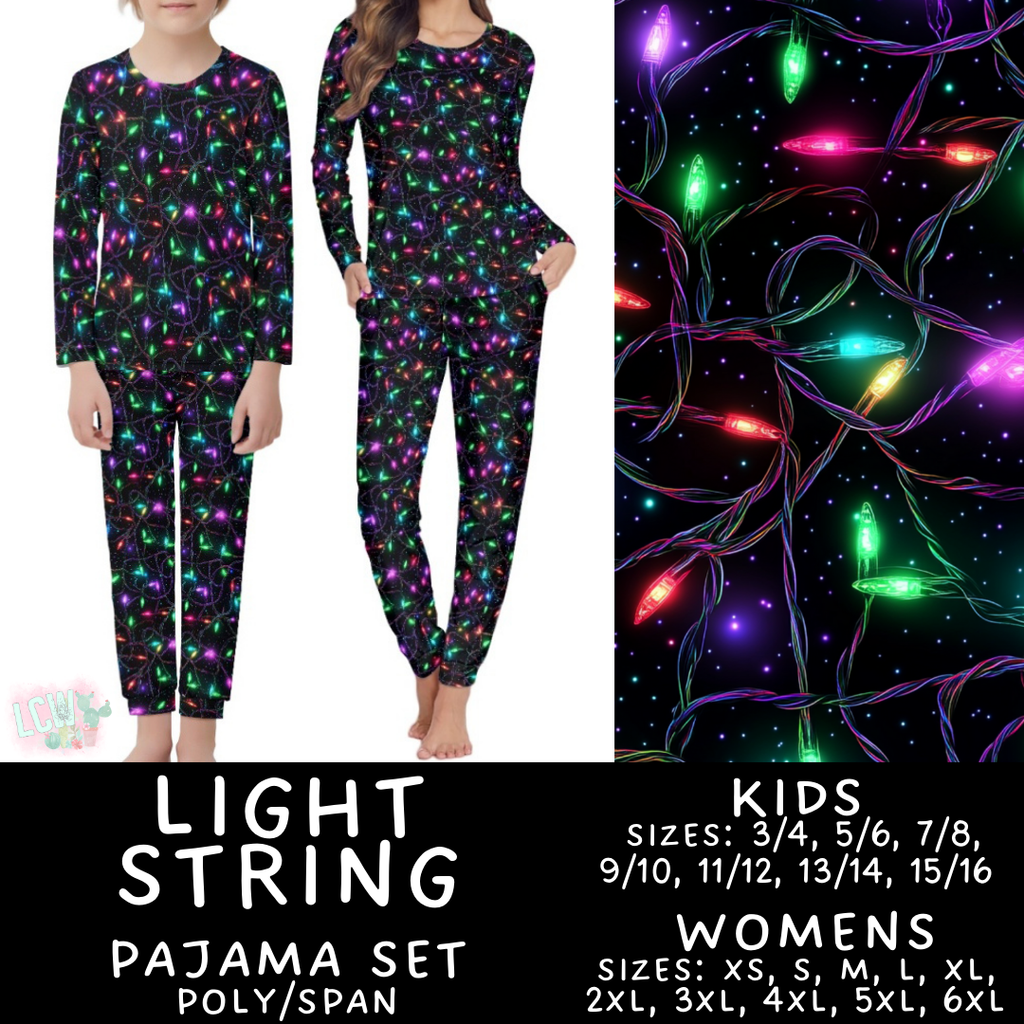Batch #412 - Christmas Family Pajamas 2 - Closes 9/12 - ETA late October - Light String Women's & Kid's Pajama Set