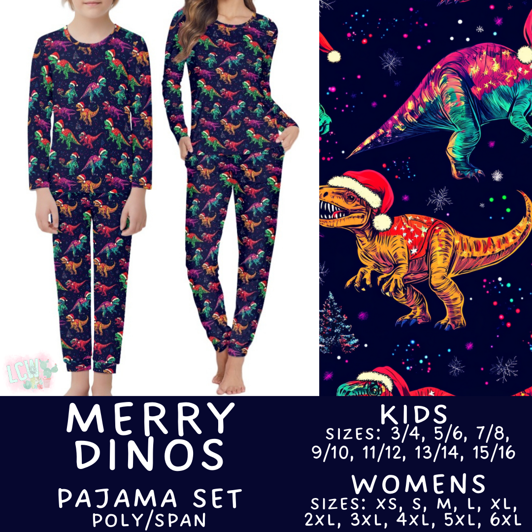 Batch #412 - Christmas Family Pajamas 2 - Closes 9/12 - ETA late October - Merry Dinos Women's & Kid's Pajama Set