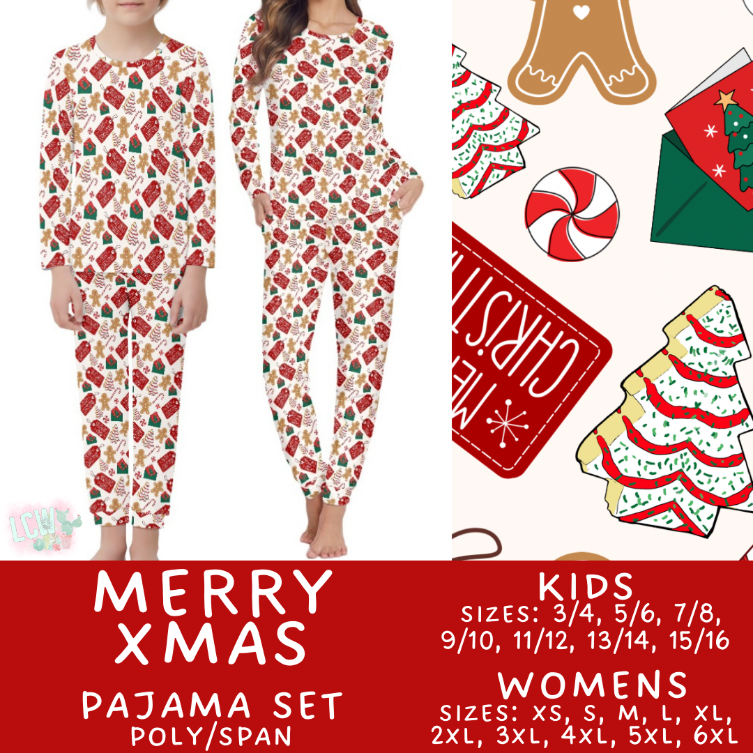 Batch #412 - Christmas Family Pajamas 2 - Closes 9/12 - ETA late October - Merry Xmas Women's & Kid's Pajama Set