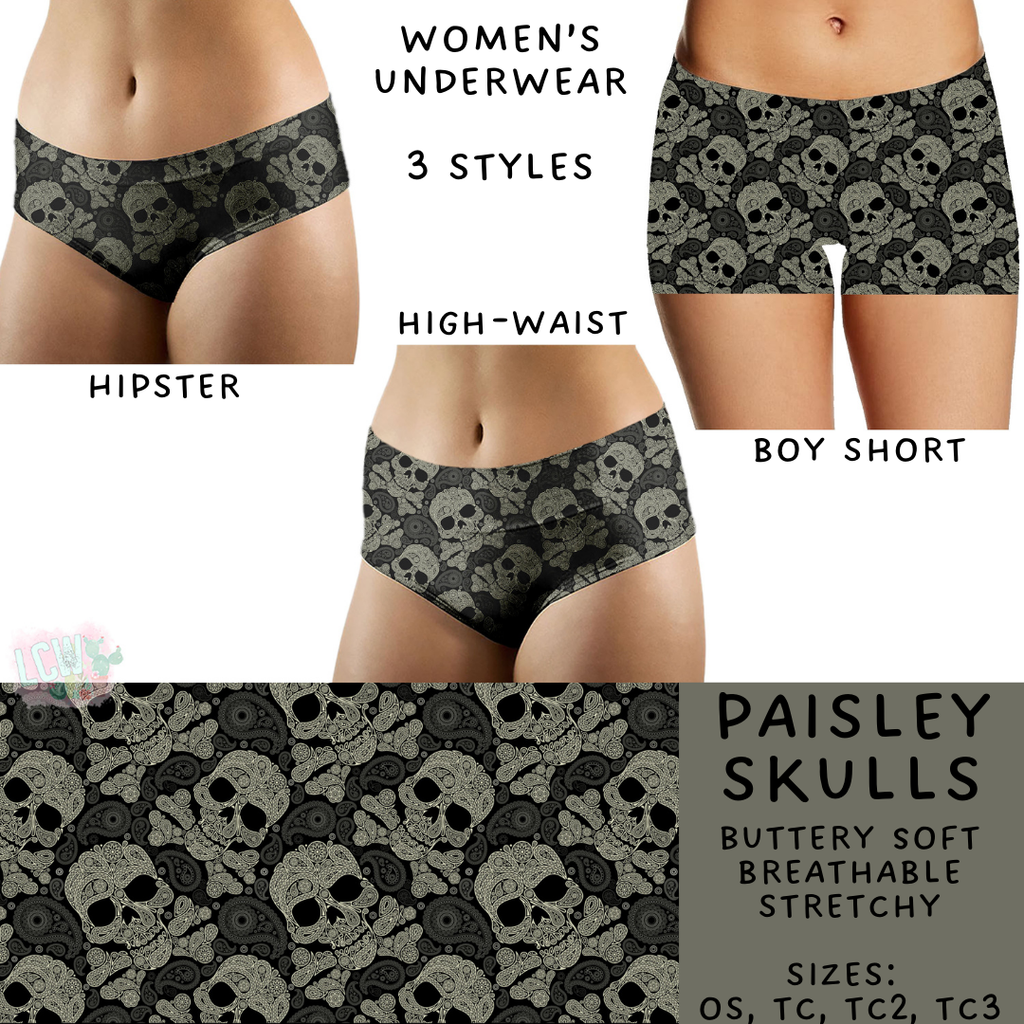 In Production - Batch #377 - Paisley Skulls Women's Underwear - Boy Shorts TC