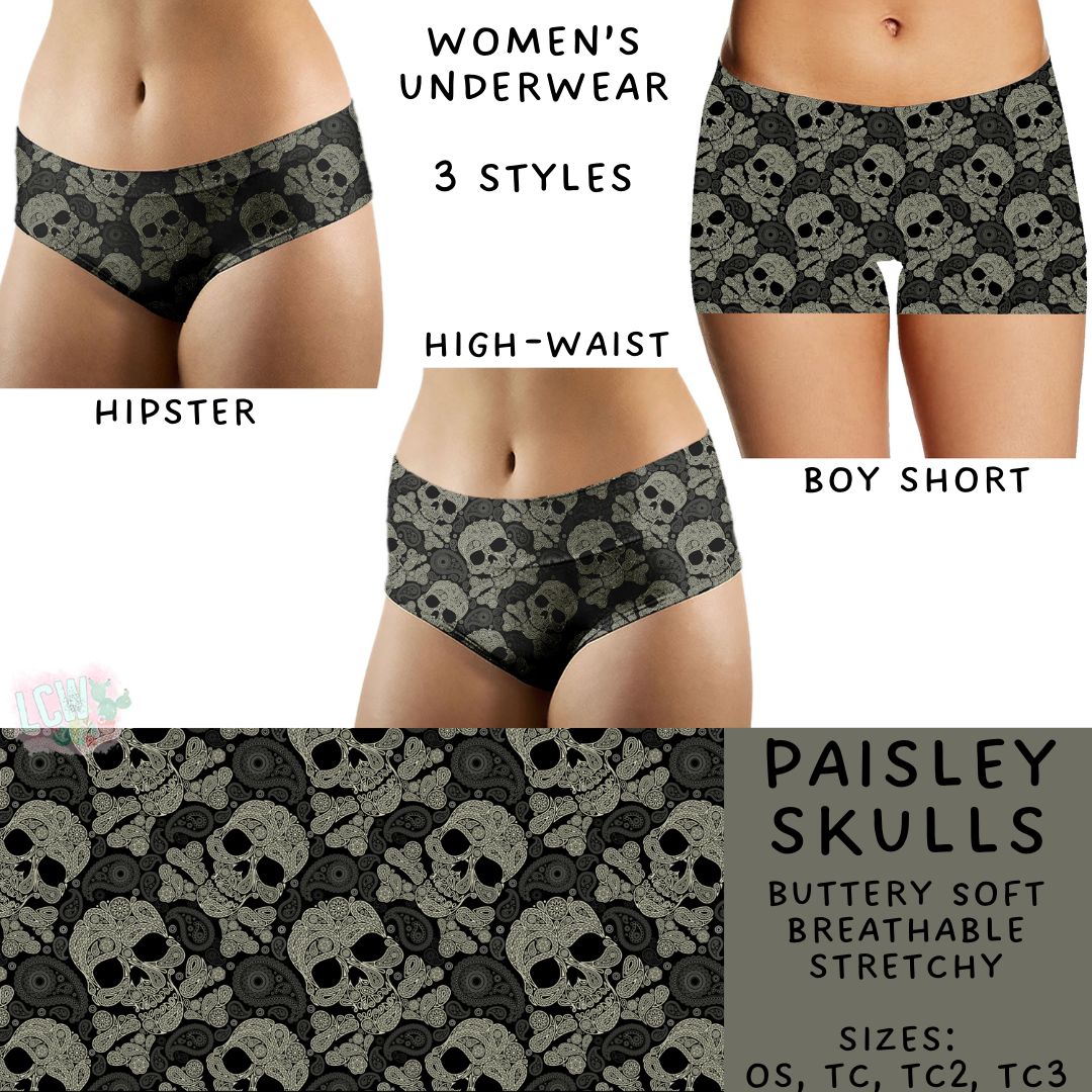 In Production - Batch #377 - Paisley Skulls Women's Underwear - Boy Shorts TC