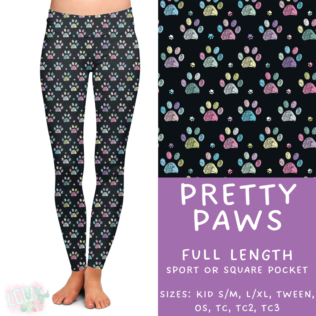 Ready to Ship - Pretty Paws Full Length Leggings - Square Pocket TC - Sport Pocket TC & TC2