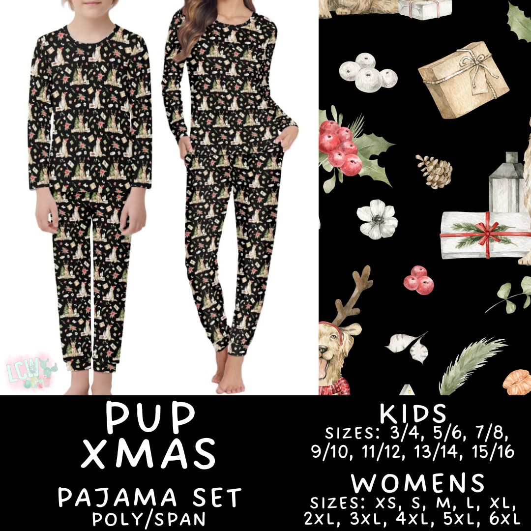 Batch #412 - Christmas Family Pajamas 2 - Closes 9/12 - ETA late October - Pup Xmas Women's & Kid's Pajama Set