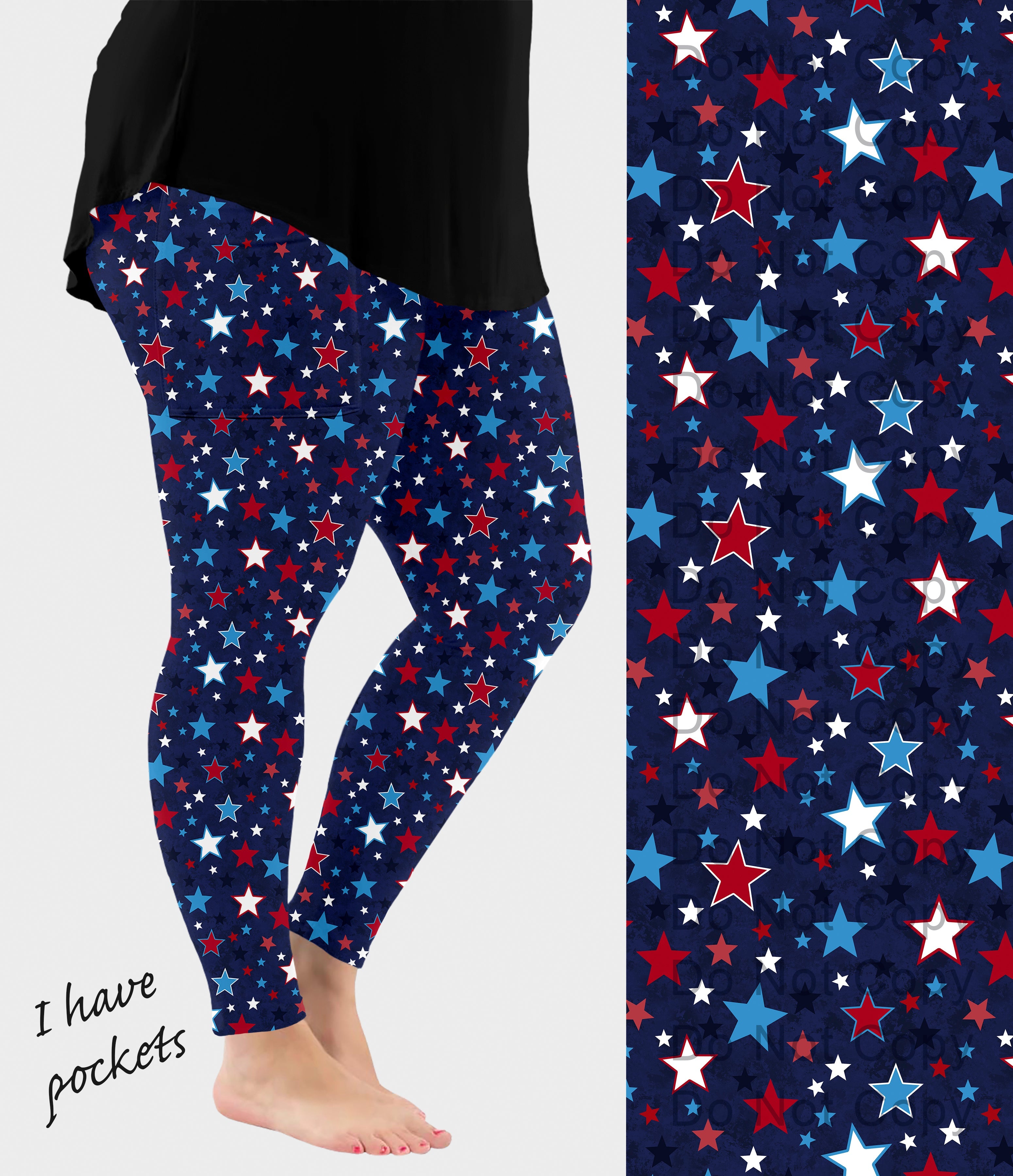 RTS - RWB Stars Leggings w/ Pockets