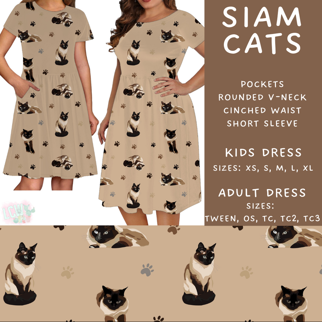 Batch #411 - July Request Run - Closes 9/11 - ETA late October - Siam Cats Womens & Girls Dresses