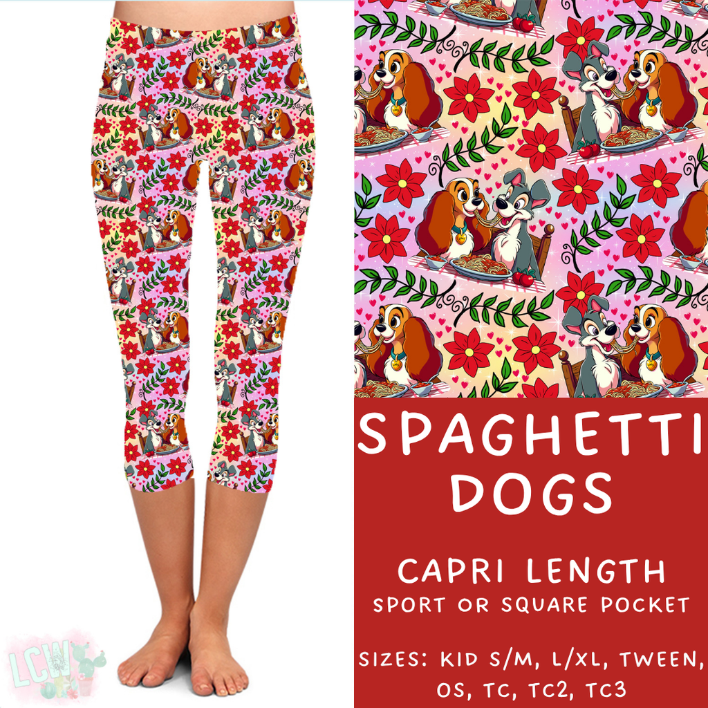 Ready to Ship - Spaghetti Dogs Capri Length Leggings - OS & TC Square Pocket