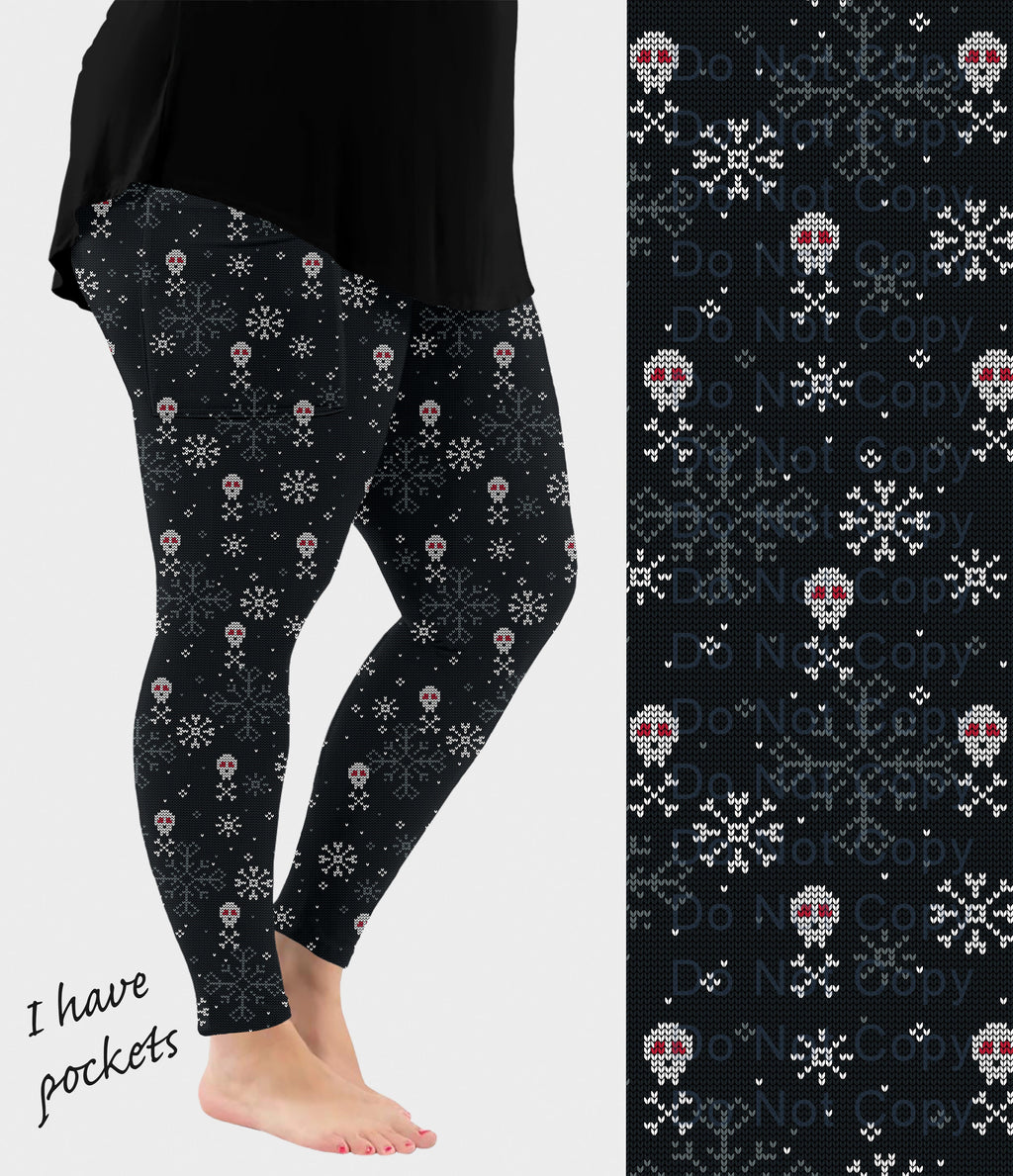 RTS - Skull Knit Leggings w/ Pockets