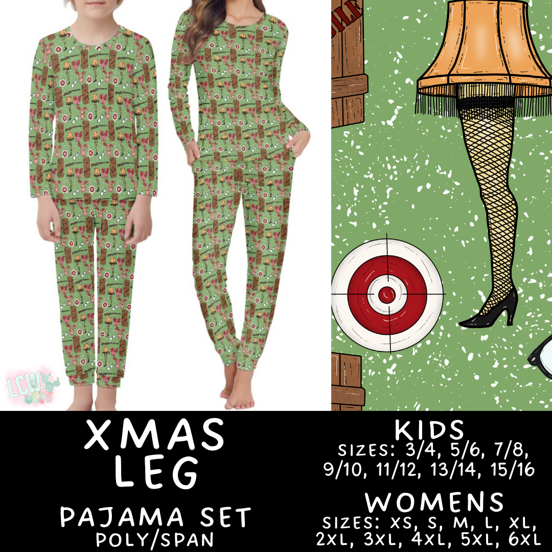 Batch #412 - Christmas Family Pajamas 2 - Closes 9/12 - ETA late October - Xmas Leg Women's & Kid's Pajama Set