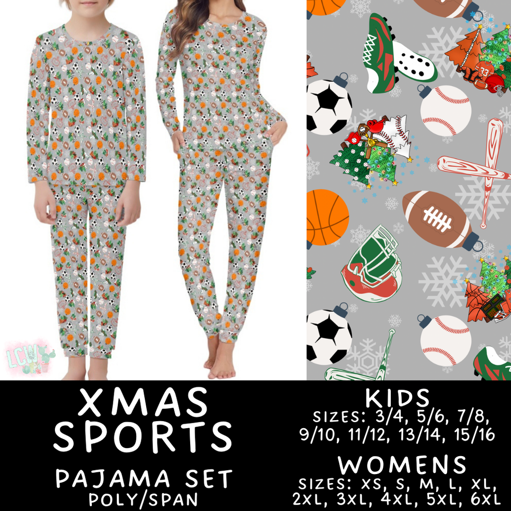 Batch #412 - Christmas Family Pajamas 2 - Closes 9/12 - ETA late October - Xmas Sports Women's & Kid's Pajama Set