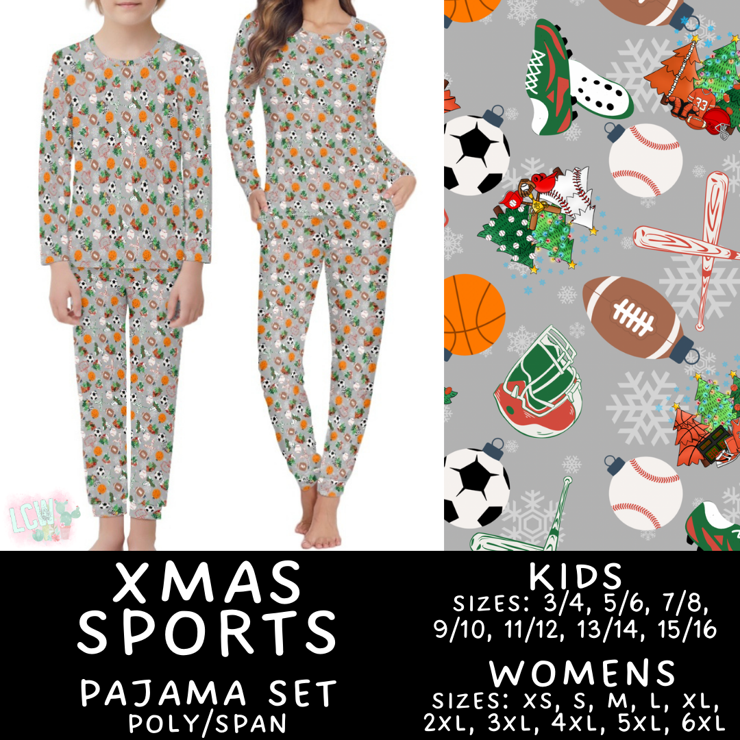 Batch #412 - Christmas Family Pajamas 2 - Closes 9/12 - ETA late October - Xmas Sports Women's & Kid's Pajama Set
