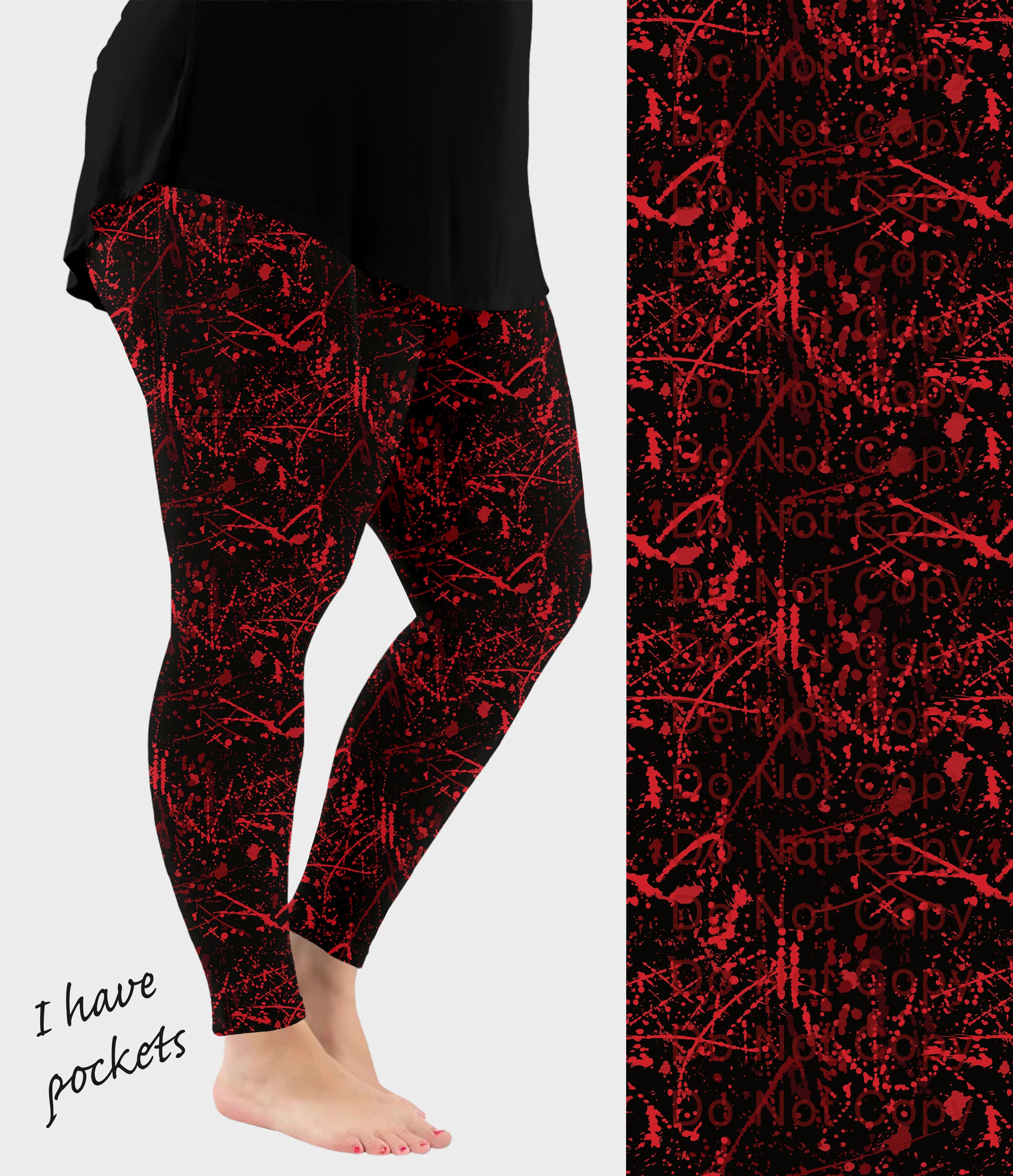 RTS - Blood Splatter Leggings w/ Pockets