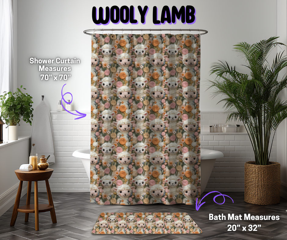 Preorder! Closes 12/8. ETA March. Wooly Lamb Custom Shower Curtain and/or Bath Mat