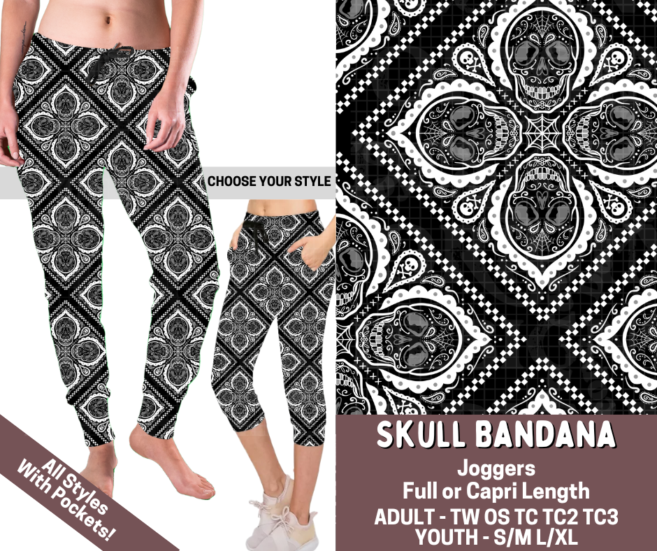 Preorder! Closes 3/5. ETA June. Skull Bandana Combo Jogger Lengths