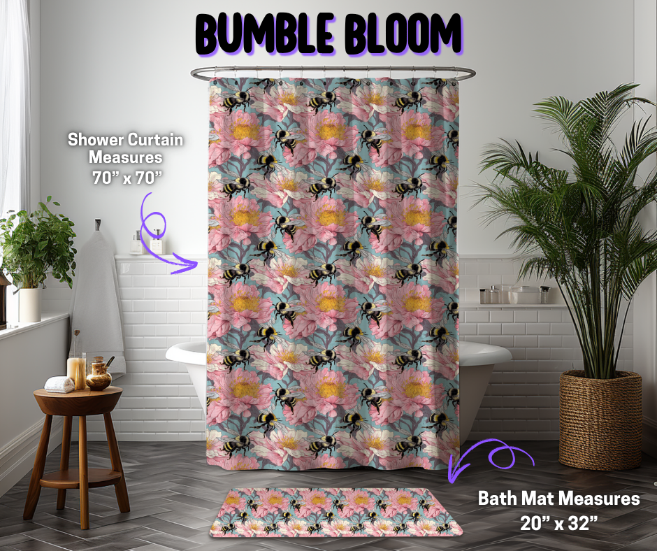 Preorder! Closes 12/8. ETA March. Bumble Bloom Custom Shower Curtain and/or Bath Mat