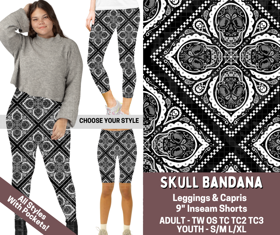 Preorder! Closes 3/5. ETA June. Skull Bandana Combo Legging Lengths