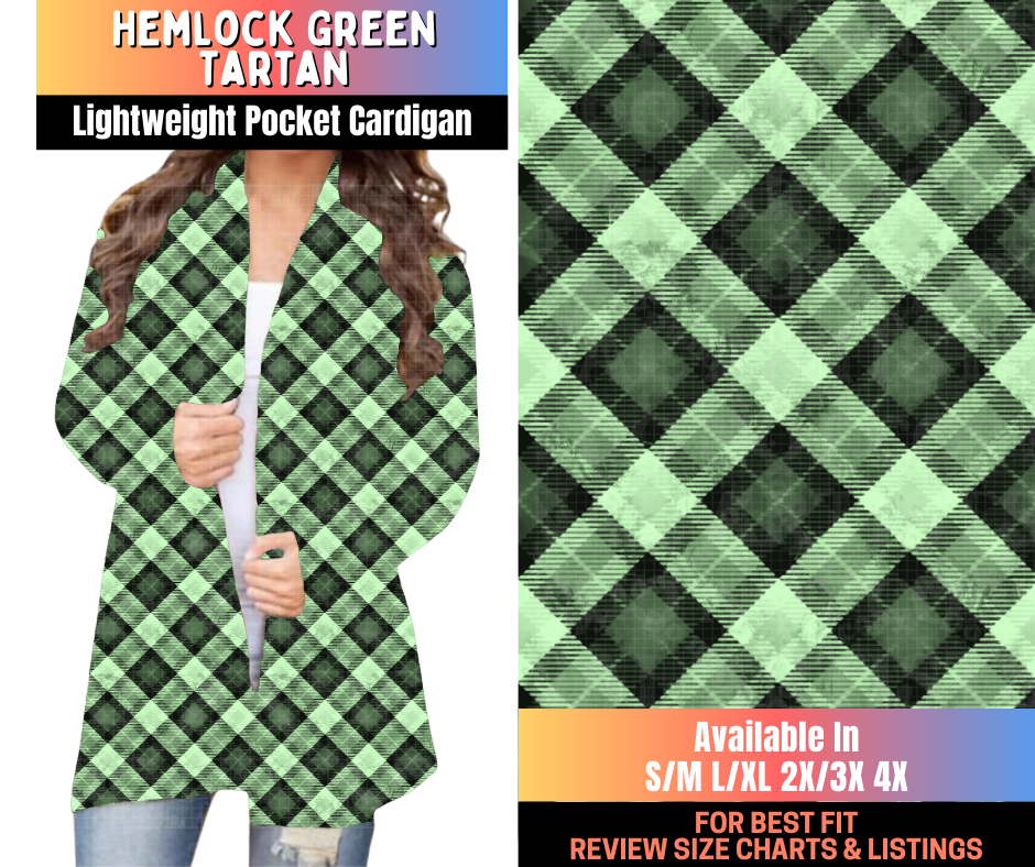 Preorder! Closes 10/16. ETA Jan. Hemlock Green Tartan Pocket Cardigan