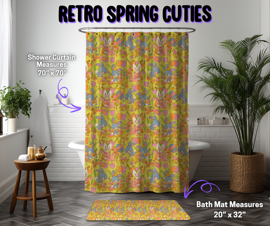 Preorder! Closes 12/8. ETA March. Retro Spring Cuties Custom Shower Curtain and/or Bath Mat