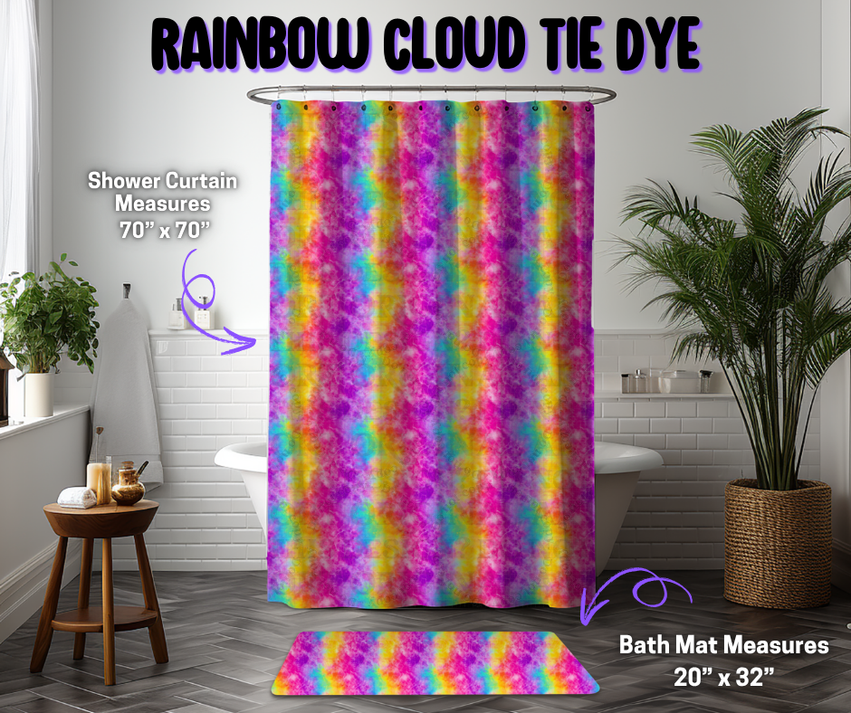 Preorder! Closes 12/8. ETA March. Rainbow Cloud Tie Dye Custom Shower Curtain and/or Bath Mat