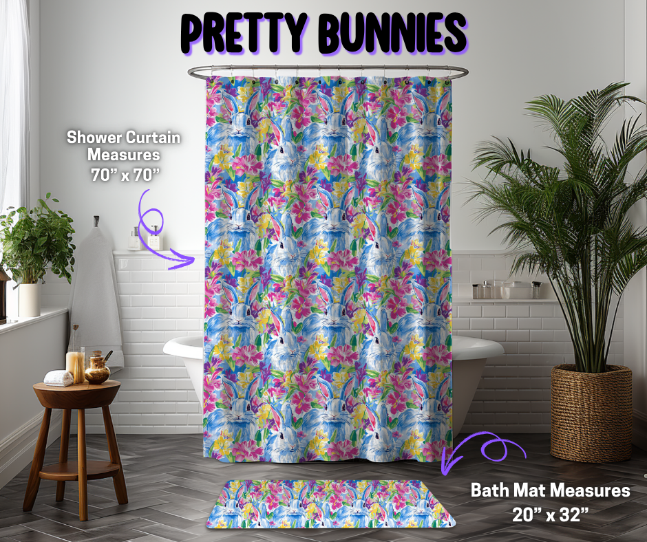 Preorder! Closes 12/8. ETA March. Pretty Bunnies Custom Shower Curtain and/or Bath Mat