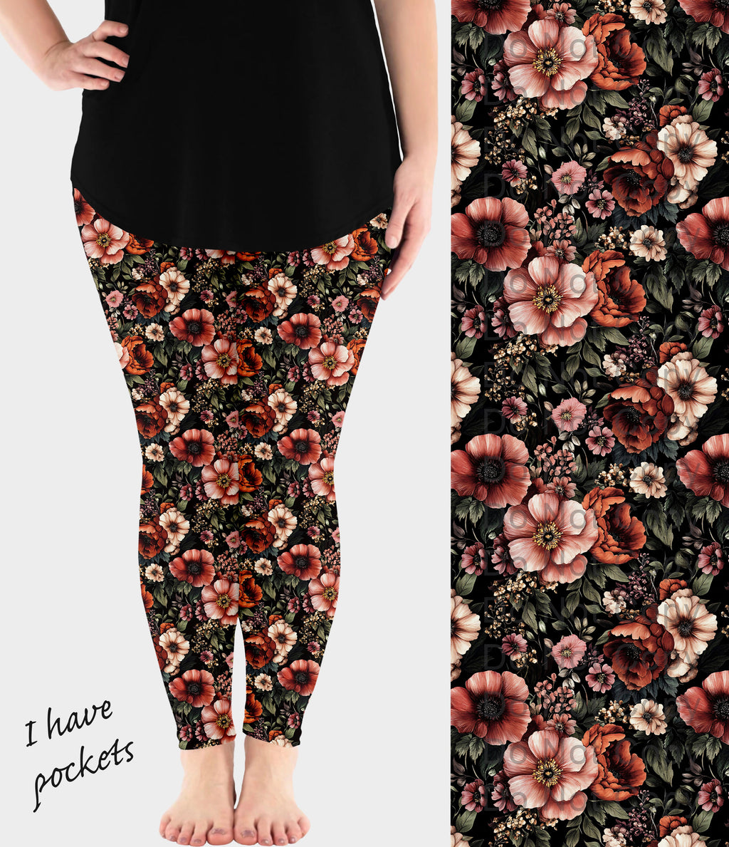 RTS - Vintage Blooms Leggings w/ Pockets